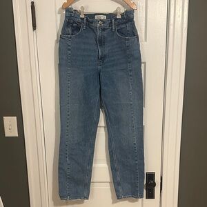 Abercrombie & Fitch Women's 90’s Straight Leg, Ultra High Rise Blue Jeans